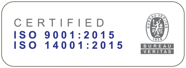 Zertifiziert nach ISO 9001:2015 und ISO 14001:2015 – Bureau Veritas